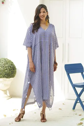 Delhi Stripe Relaxed Striped Cotton Caftan Dress