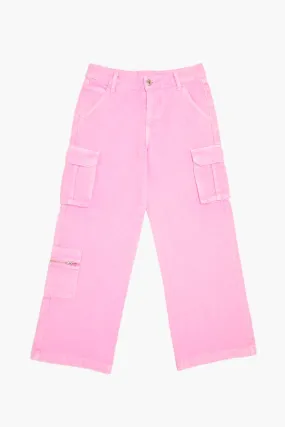 Girls Twill Wide-Leg Cargo Pants (Kids)