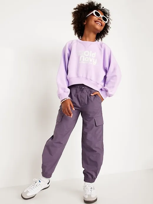 High-Waisted Loose Cargo Performance Pants for Girls