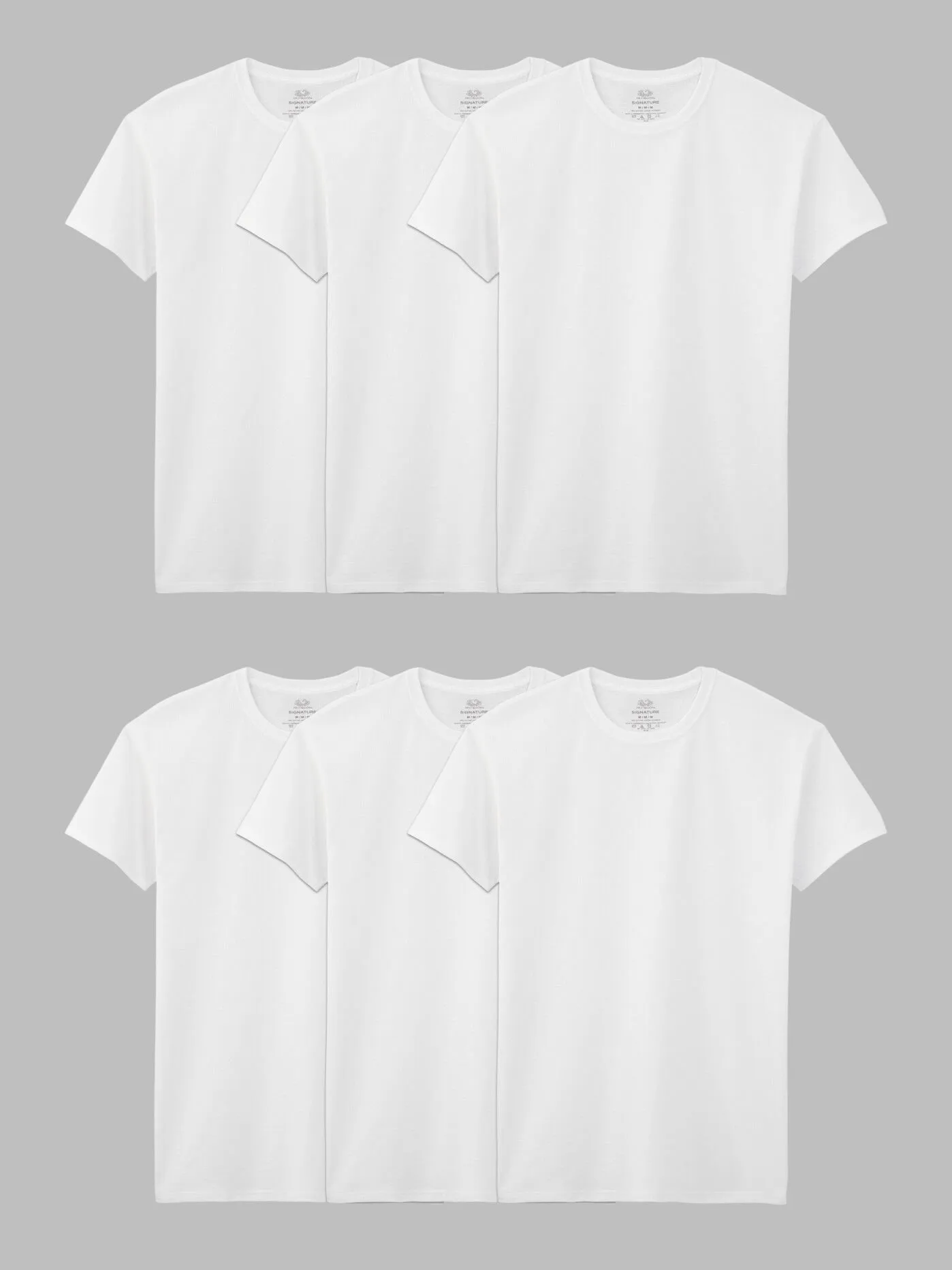 Men's Short Sleeve Crew T-Shirt, Extended Sizes White 6 Pack