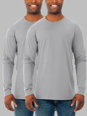 Men's Soft Long Sleeve Crew T-Shirt, 2XL, Athletic Heather, 2 Pack