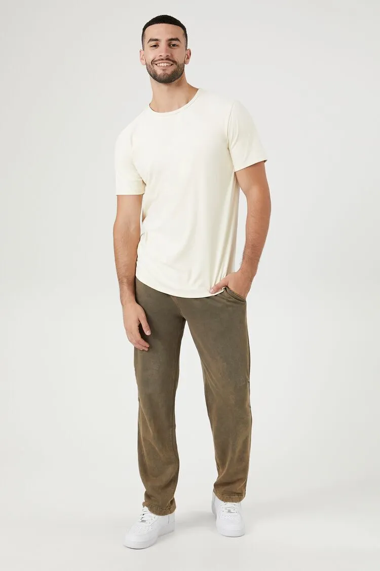 Mineral Wash Straight-Leg Pants