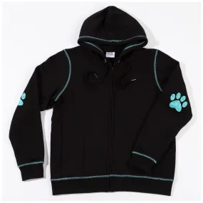 Paw Print Contrast Stitching Zip Up Hoodie