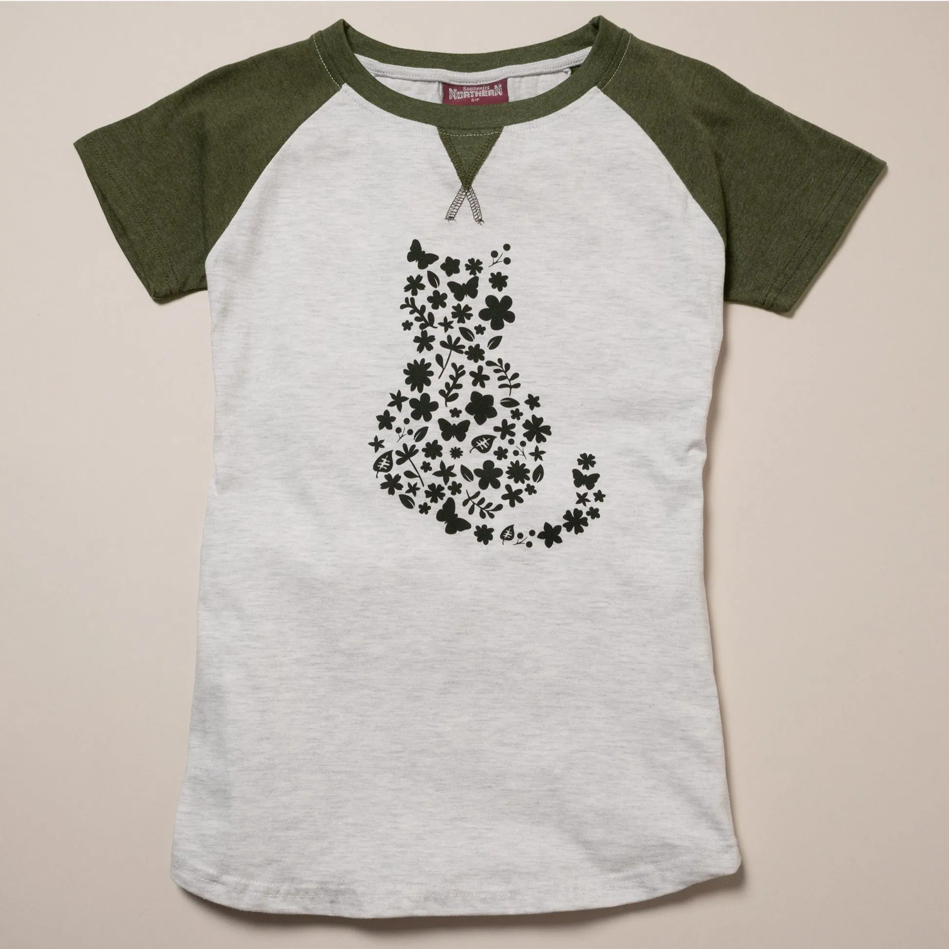 Pet Flower Raglan Cap Sleeve Tee