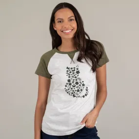 Pet Flower Raglan Cap Sleeve Tee