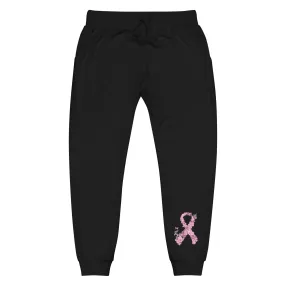 Pink Ribbon Butterflies Take Flight Fleece Sweatpants