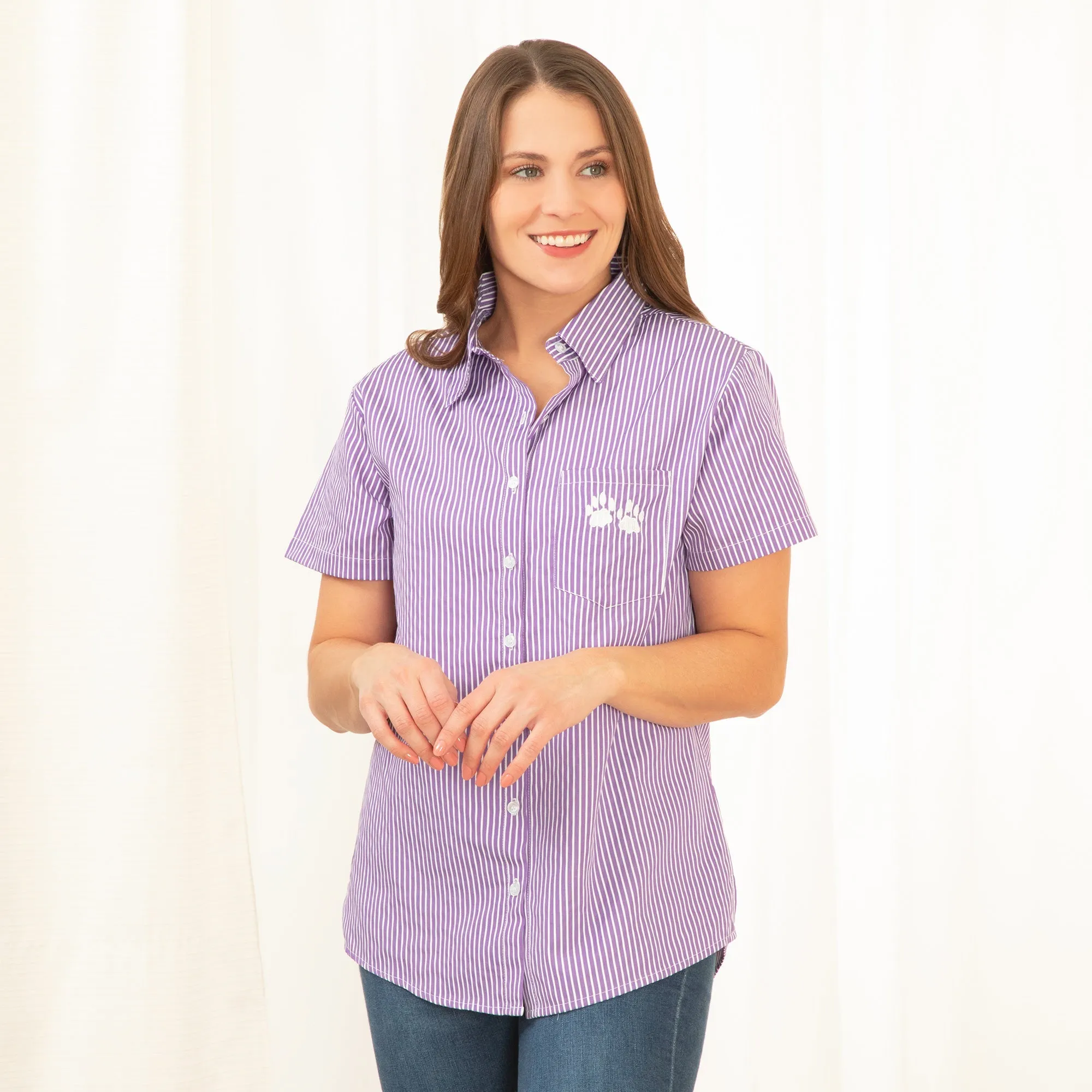 Pinstripe Pet Short Sleeve Button Up Shirt