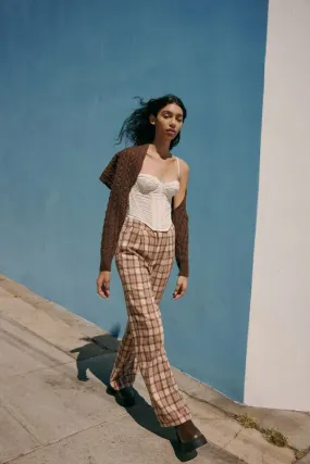 Plaid Straight-Leg Pants