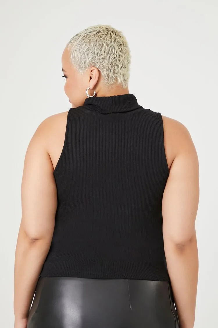 Plus Size Ribbed Mock Neck Top