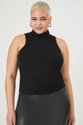 Plus Size Ribbed Mock Neck Top