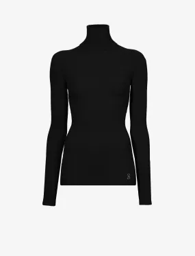 Proenza Schouler Fox Top In Matte Viscose Rib - Black