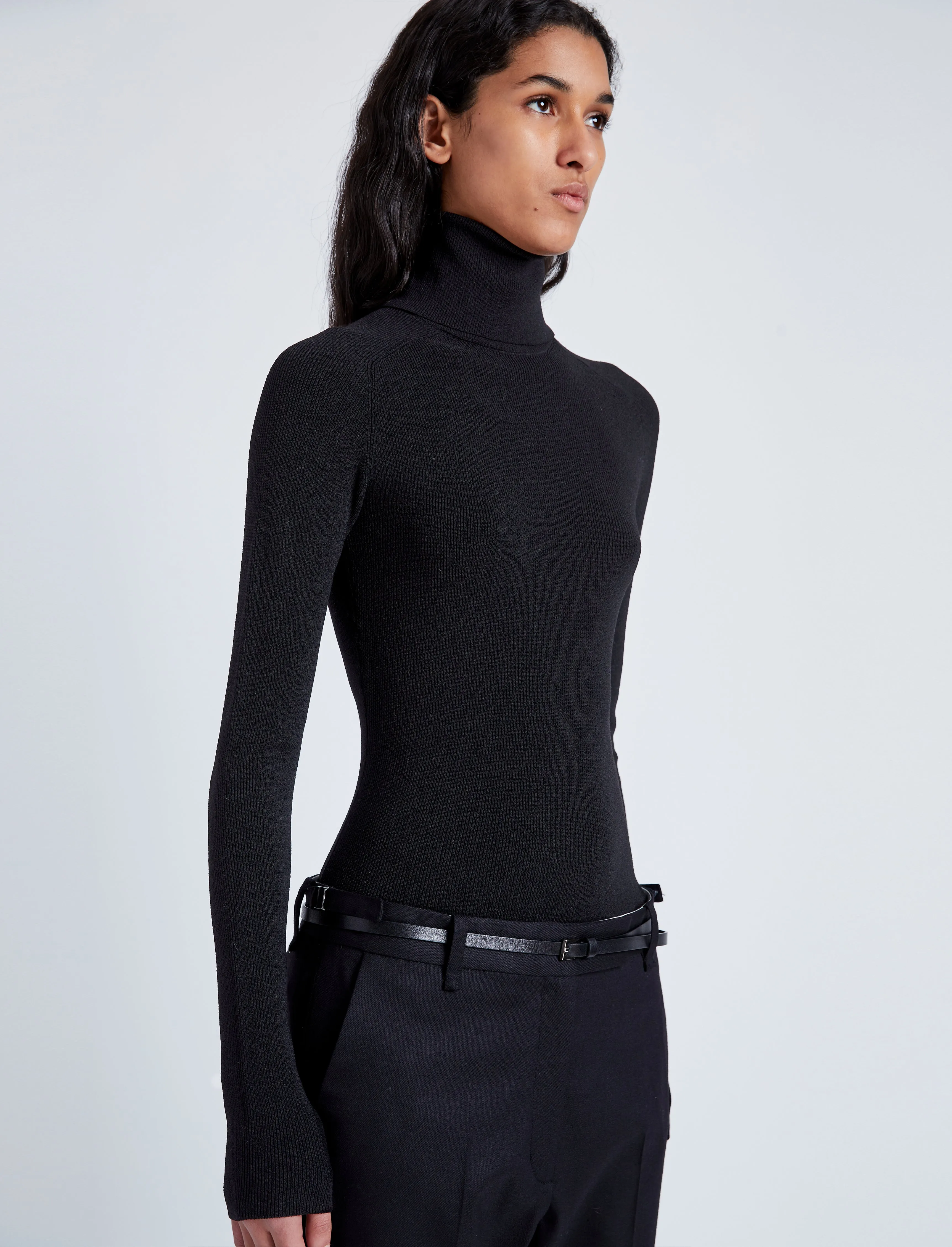 Proenza Schouler Fox Top In Matte Viscose Rib - Black