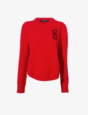 Proenza Schouler Harrison Monogram Sweater in Wool Jacquard - Red