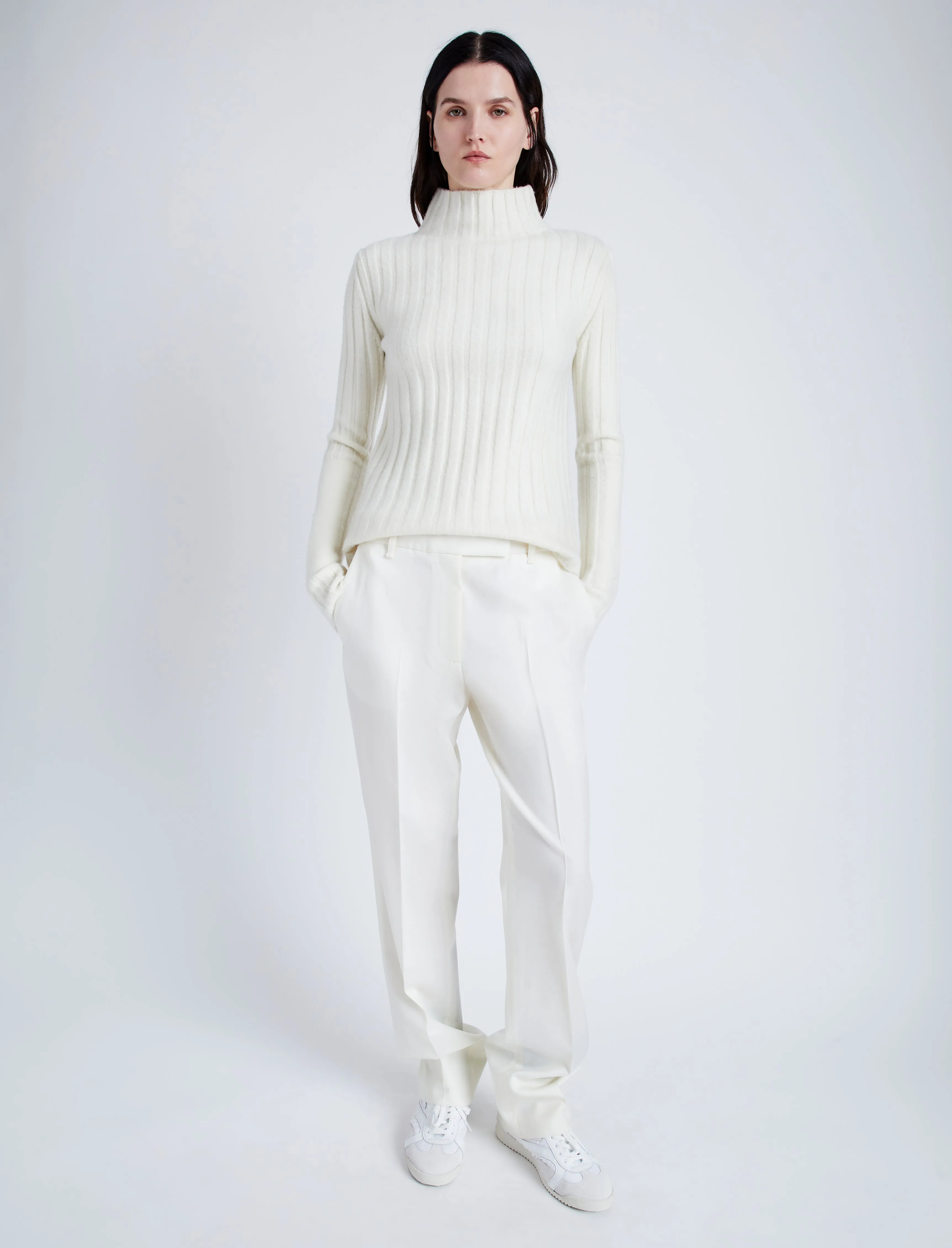 Proenza Schouler Haven Sweater in Midweight Cashmere Rib - Bone