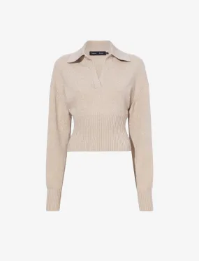 Proenza Schouler Jeanne Polo Sweater in Eco Cashmere - Oatmeal