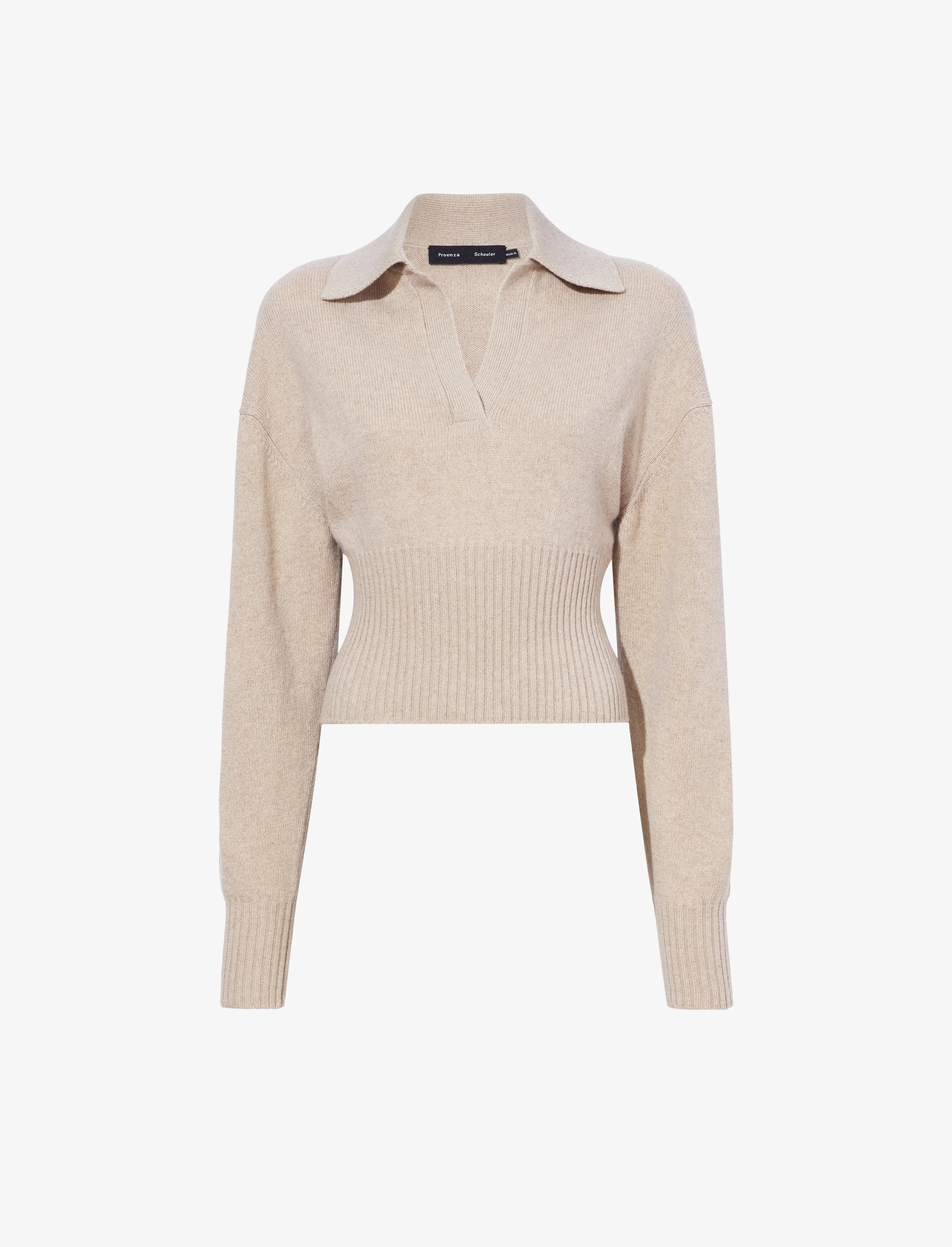 Proenza Schouler Jeanne Polo Sweater in Eco Cashmere - Oatmeal