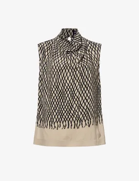 Proenza Schouler Valerie Top in Printed Viscose Crepe - Bronze Multi