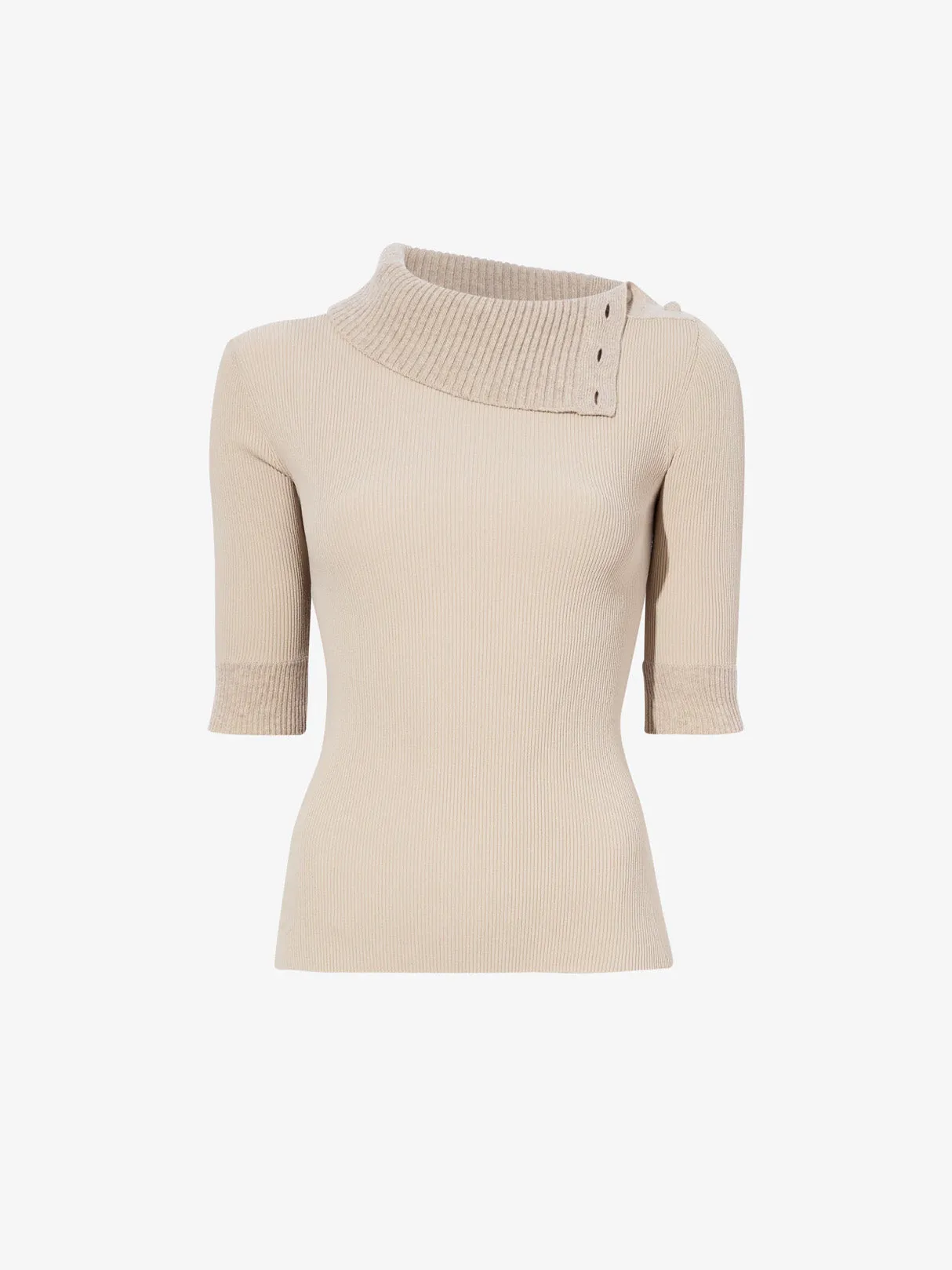 Proenza Schouler White Label Daxton Sweater in Viscose Rib - Khaki