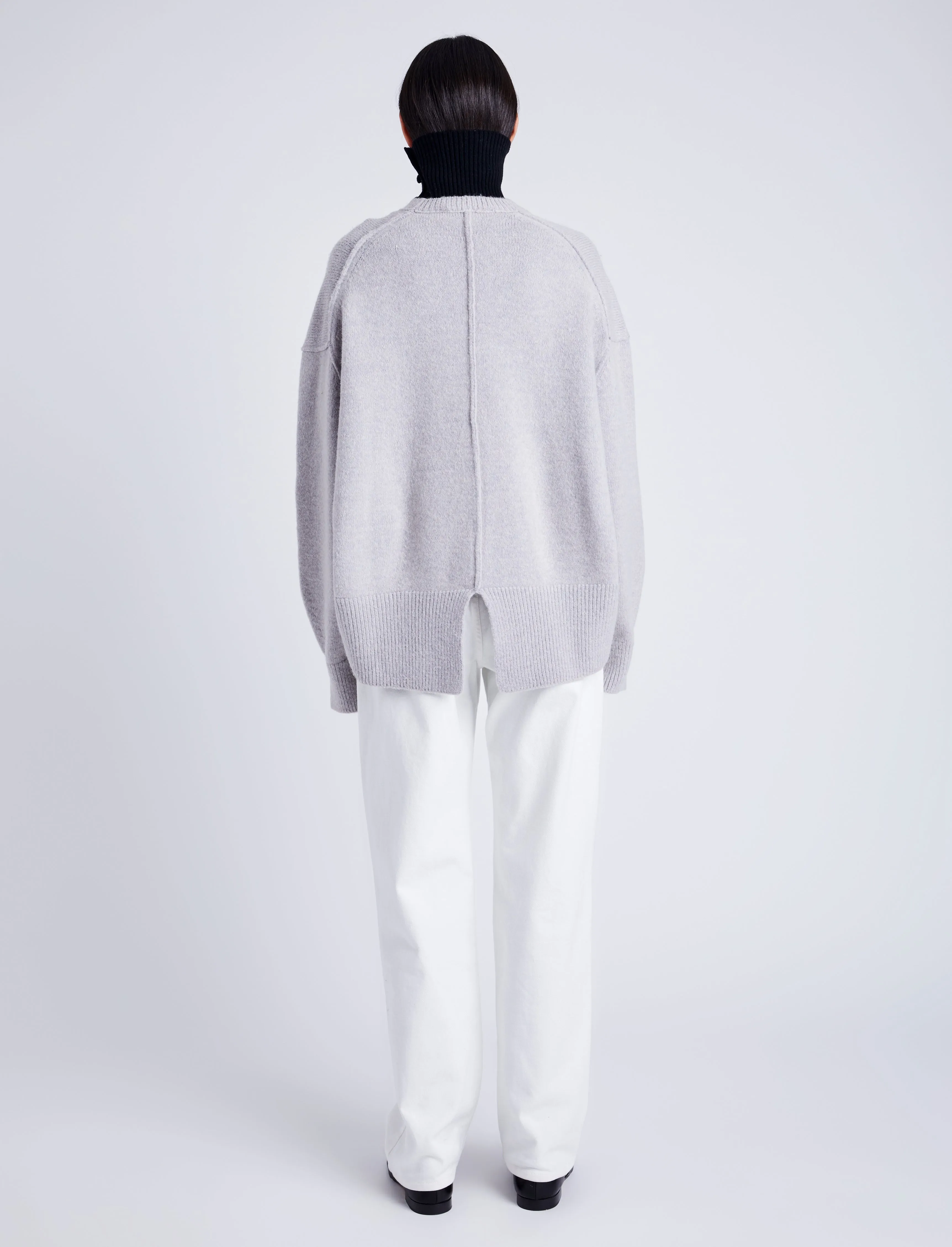 Proenza Schouler White Label Kellen Knit Sweater in Wool Blend - Light Grey