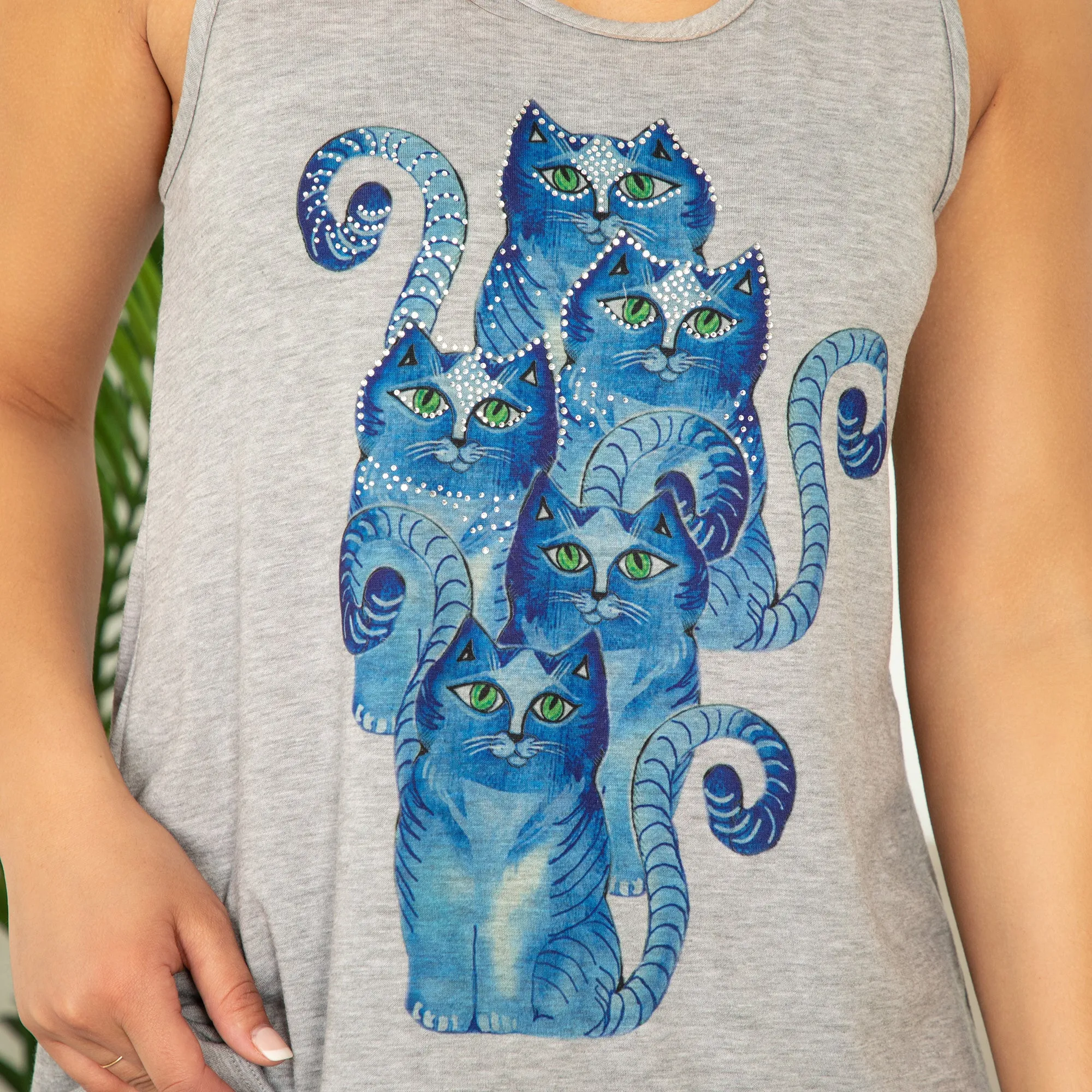 Rhinestone & Cats Tank Top