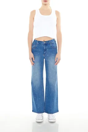 Rhinestone Wide-Leg Jeans