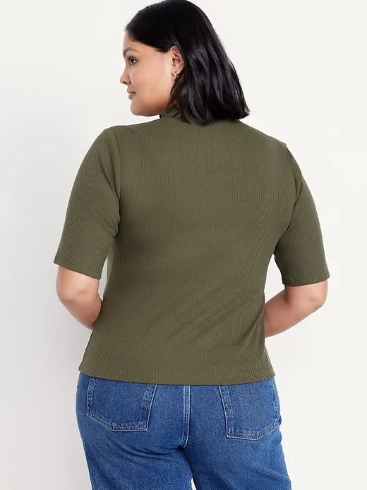 Ribbed Mock-Neck Top