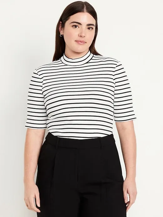 Ribbed Mock-Neck Top