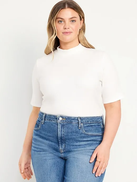 Ribbed Mock-Neck Top