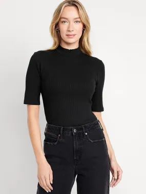 Ribbed Mock-Neck Top