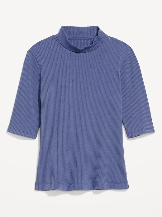 Ribbed Mock-Neck Top