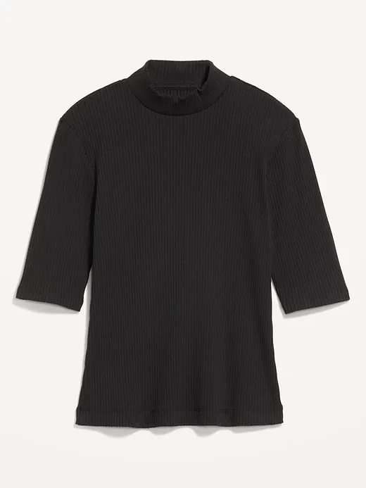 Ribbed Mock-Neck Top