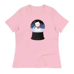 Snowman Kitty Snow Globe Women's Relaxed T-Shirt