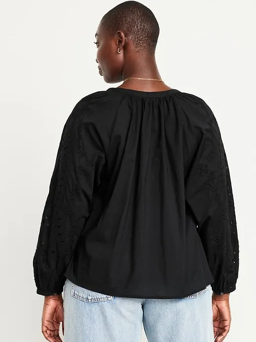 Split-Neck Button-Down Top