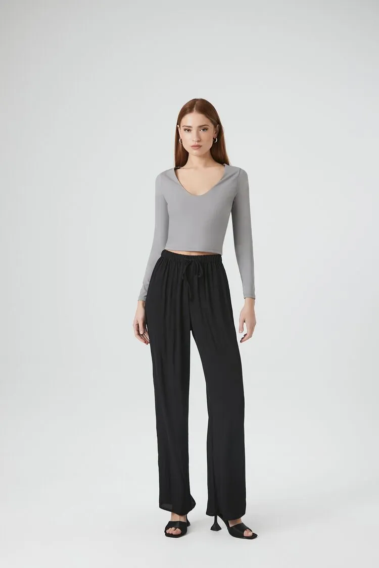 Straight-Leg Crepe Pants