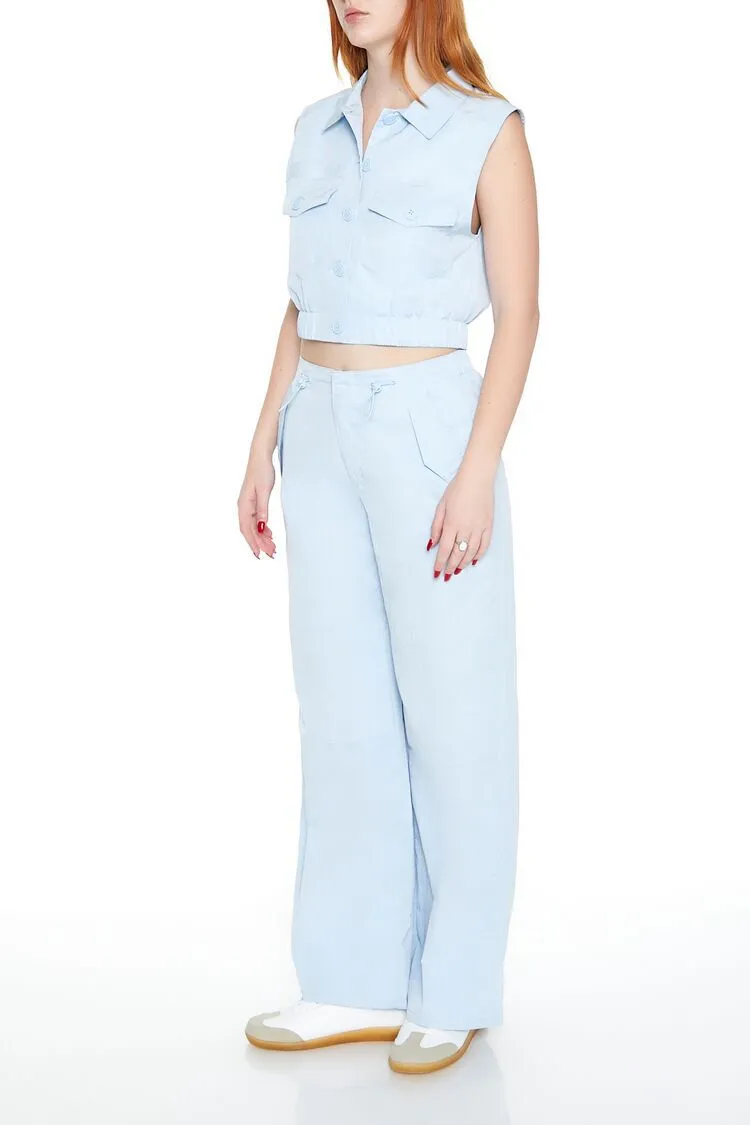 Toggle Drawstring Wide-Leg Pants