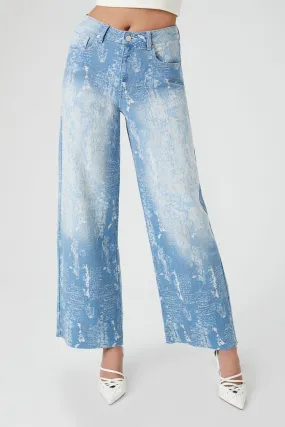 Wide-Leg Distressed Jeans