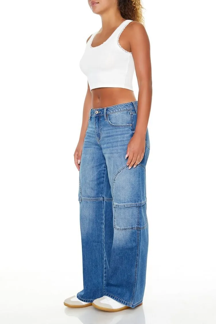 Wide-Leg Mid-Rise Jeans