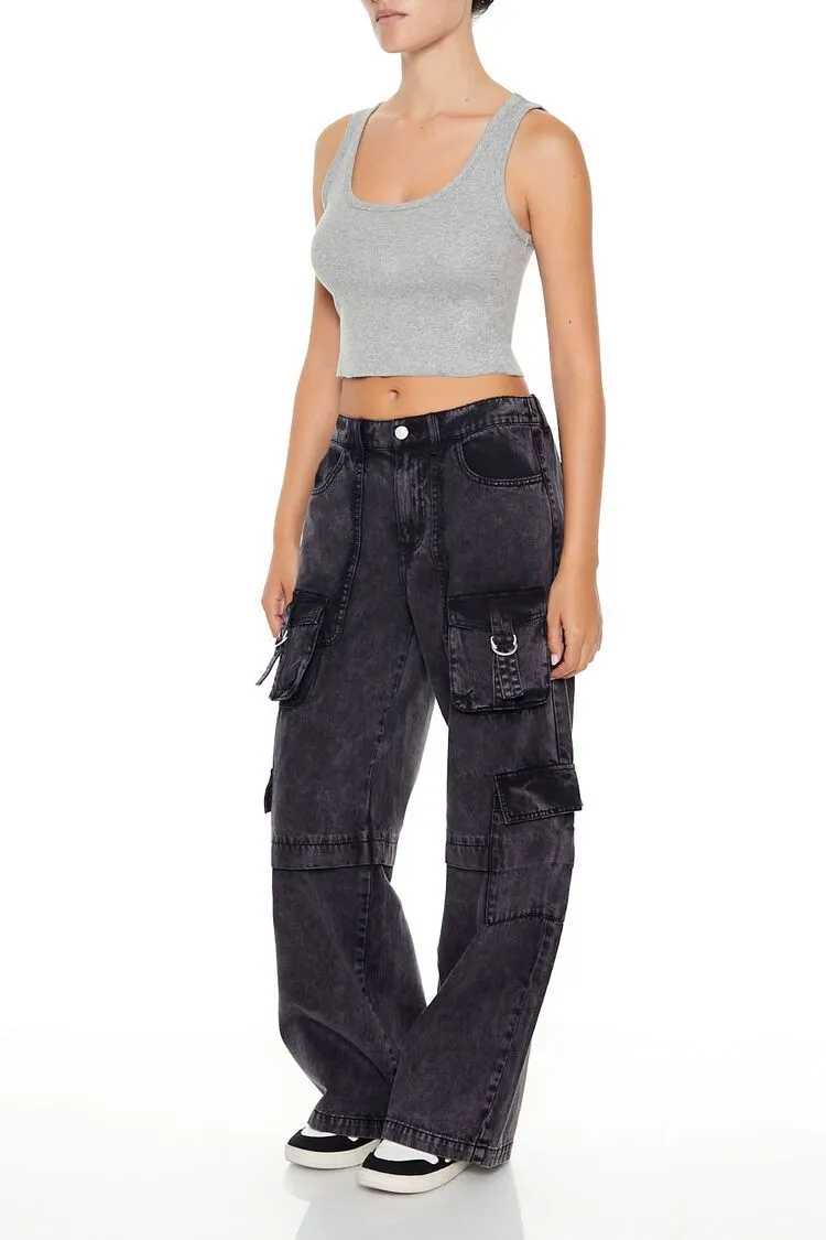 Wide-Leg Utility Cargo Jeans