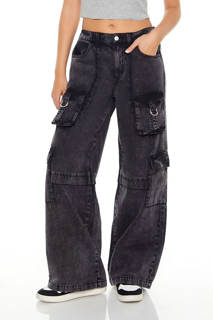 Wide-Leg Utility Cargo Jeans