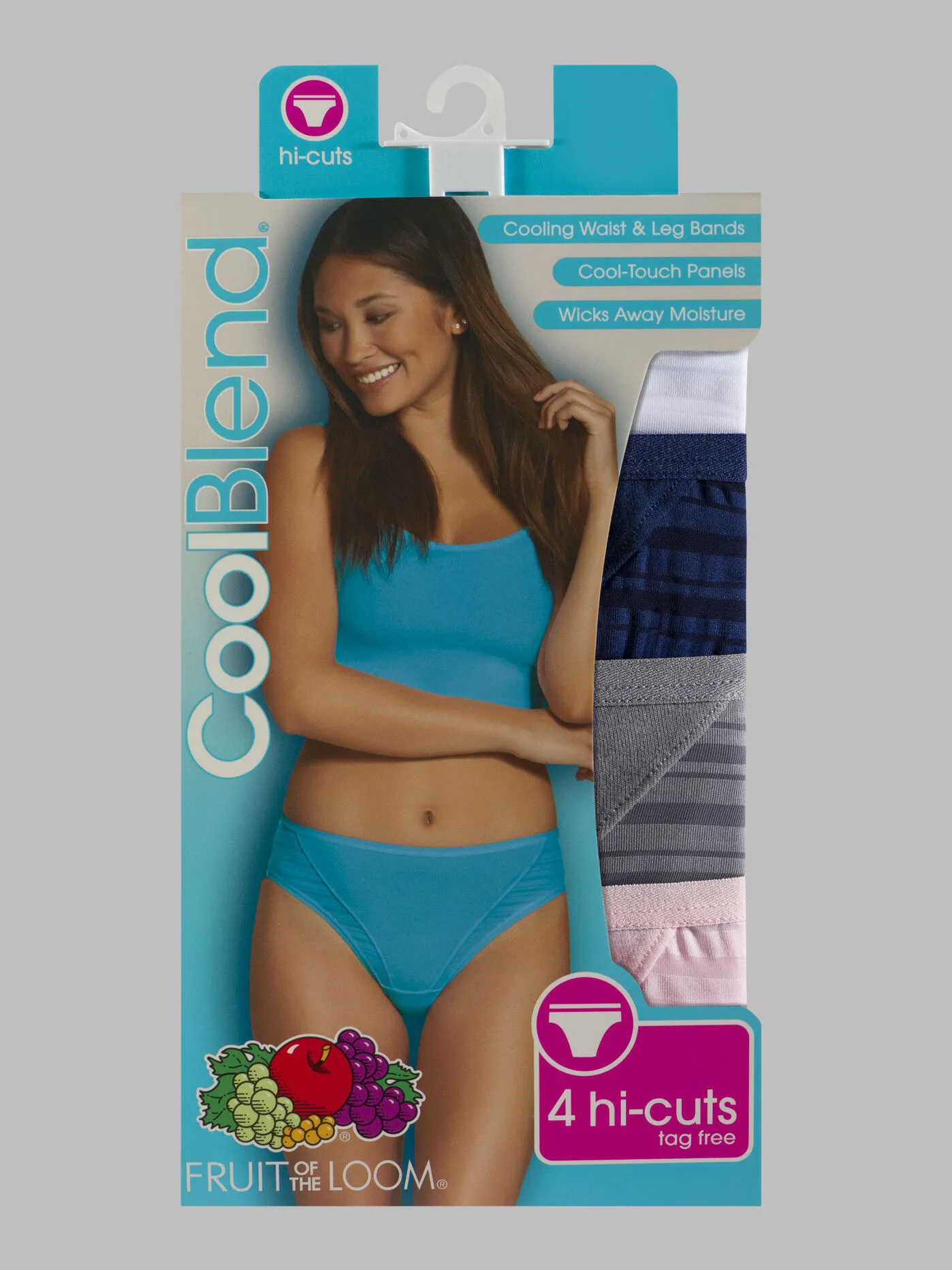 Women's CoolBlend Hi-Cut Panty, Assorted 4 Pack