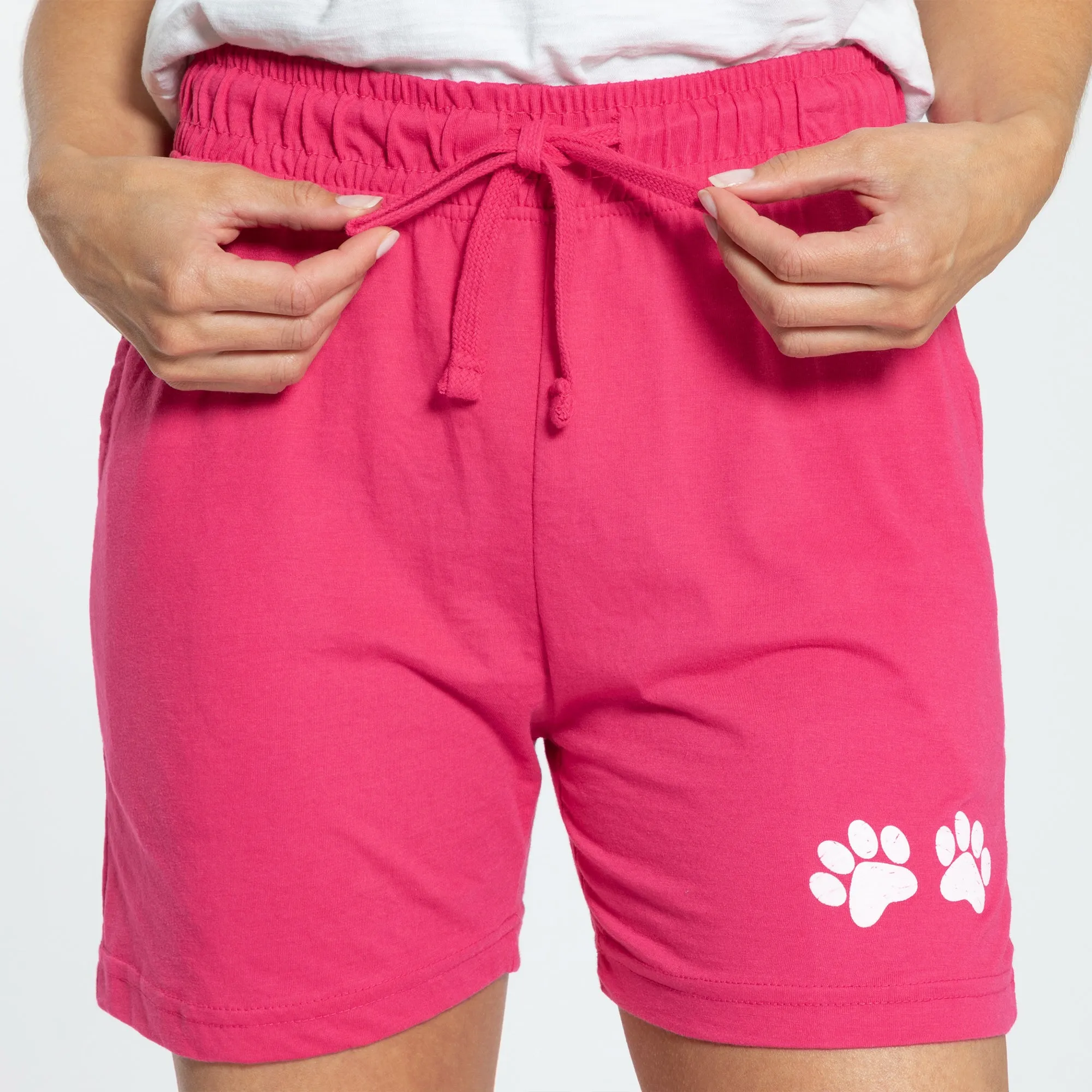 Women's Paw Print  Drawstring Shorts