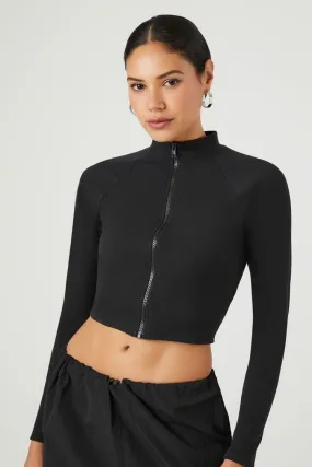 Zip-Up Mock Neck Crop Top